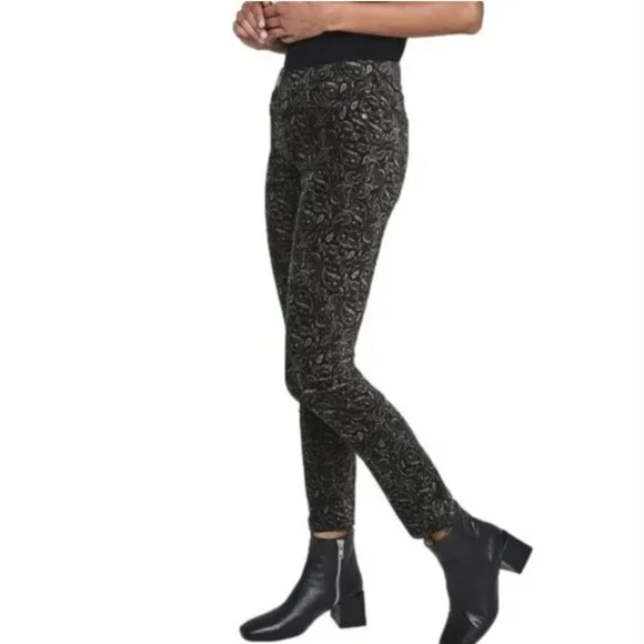 AG for Anthropologie paisley print velvet The Stevie High Waist ankle pant 29 - Picture 2 of 12